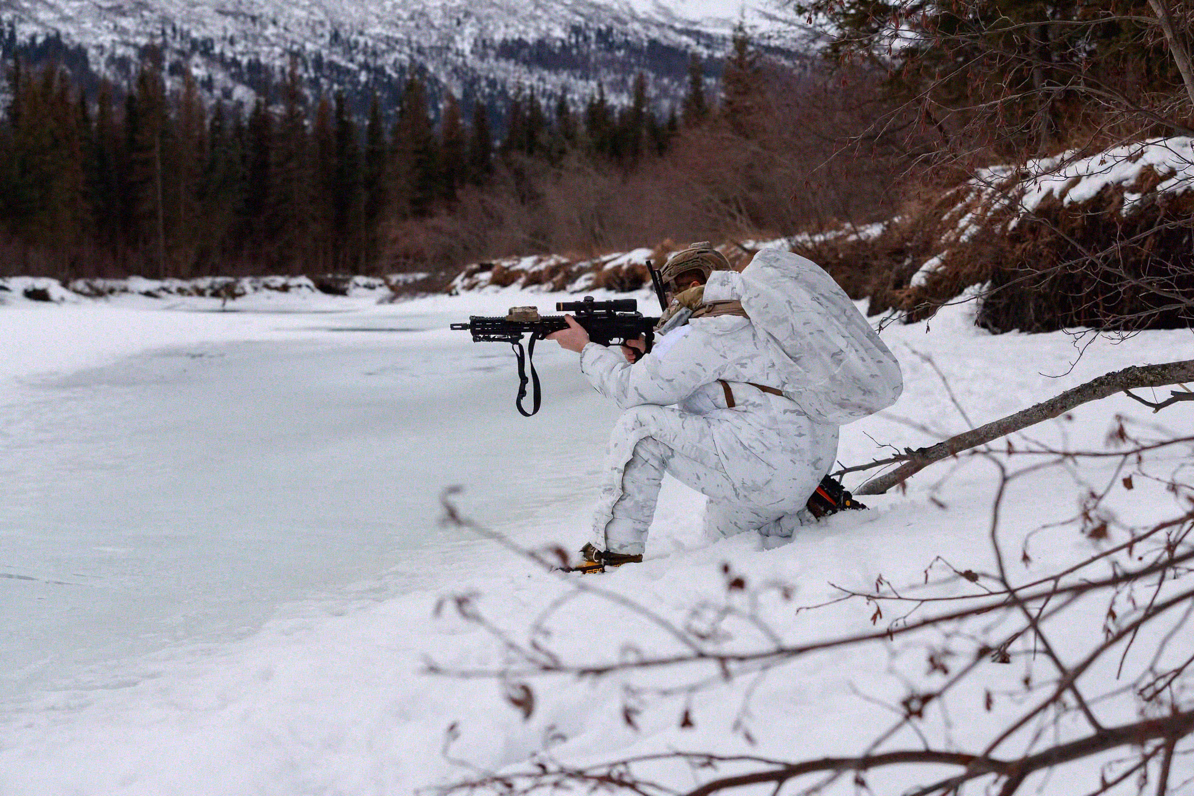 MultiCam® pattern blending into surroundings